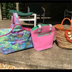 New Lilly Pulitzer cooler, tennis bag, & straw bag